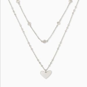 Ari Heart Multi Strand Necklace in Silver